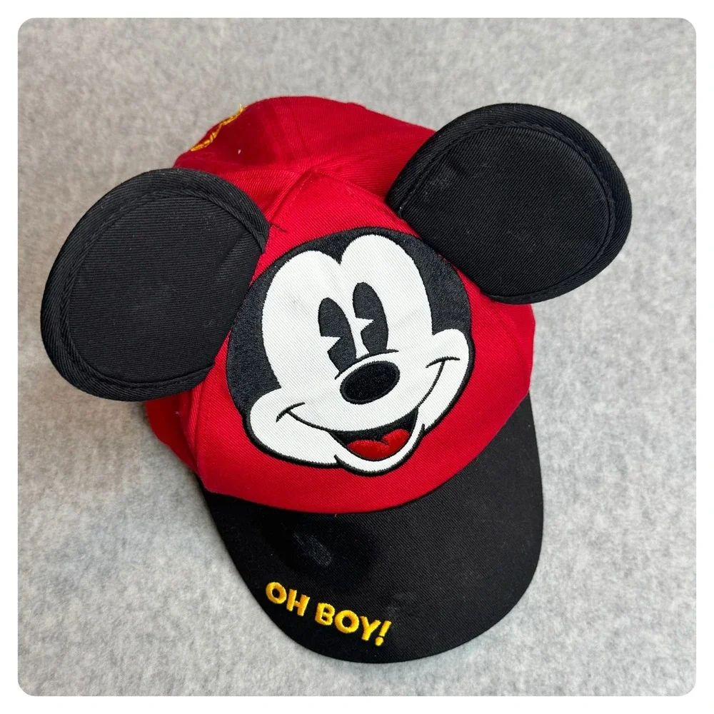 Disney Parks Mickey Mouse Toddler Baseball Cap Hat‎ Red Black Oh Boy!